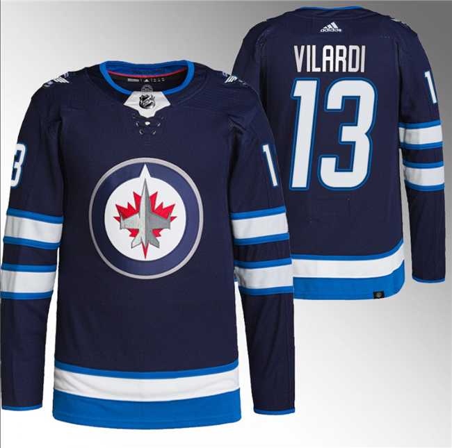 Mens Winnipeg Jets #13 Gabriel Vilardi Navy Stitched Jersey->winnipeg jets->NHL Jersey